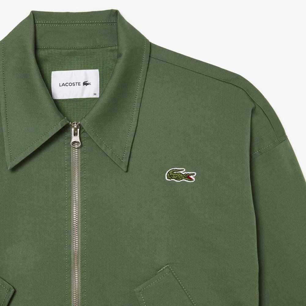 Lacoste Zipped Cotton Harrington Jacket Khaki Green | RVO-427530