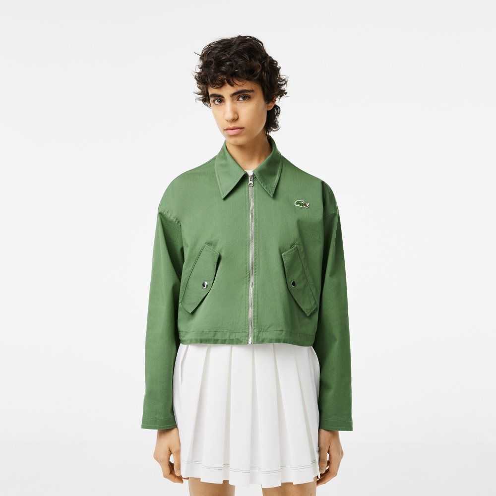 Lacoste Zipped Cotton Harrington Jacket Khaki Green | RVO-427530