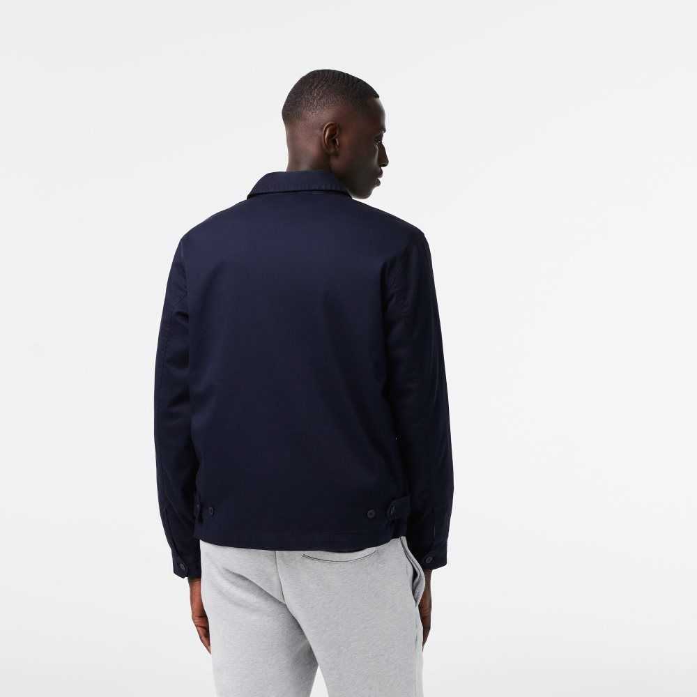 Lacoste Zippered Organic Cotton Gabardine Jacket Navy Blue | AYK-075612