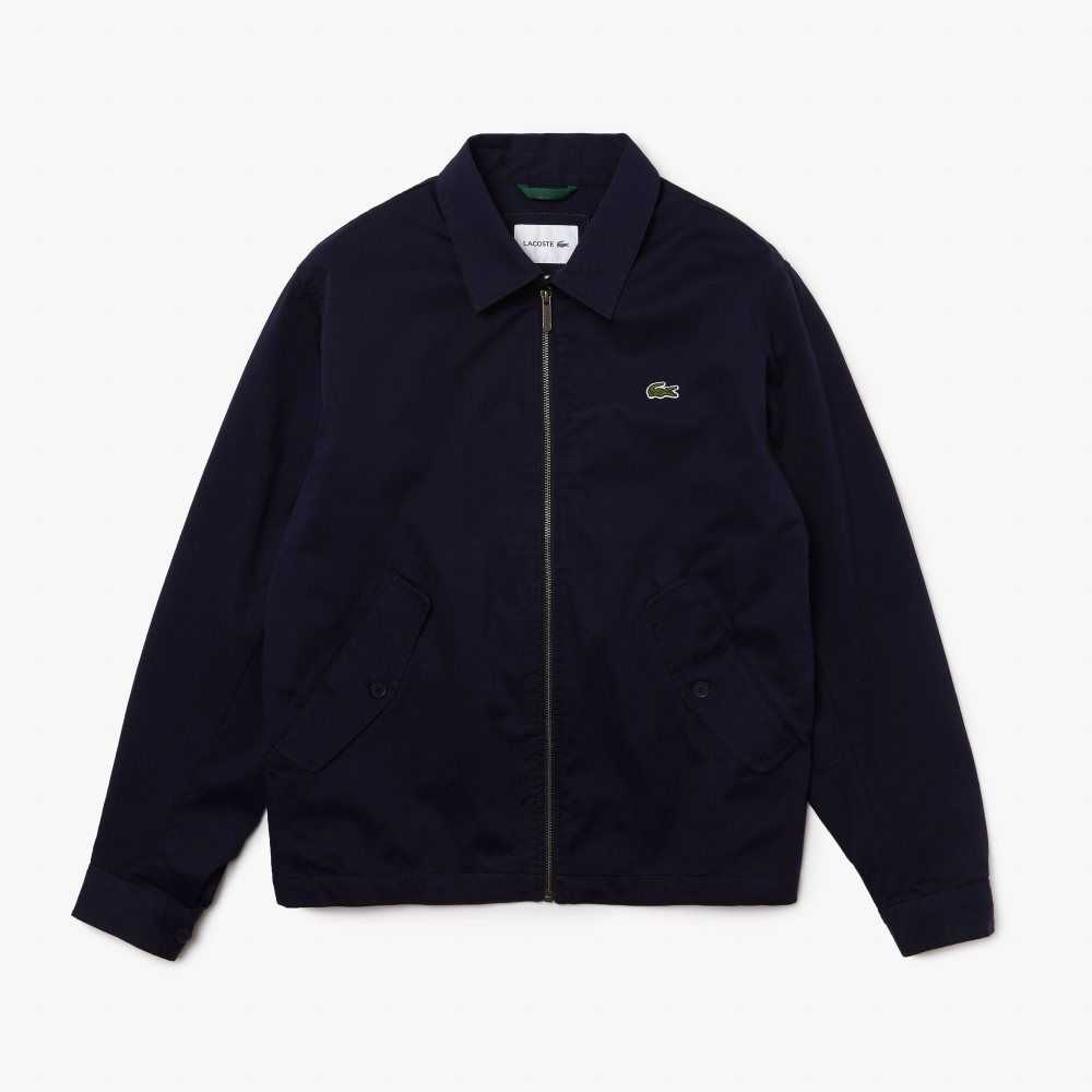 Lacoste Zippered Organic Cotton Gabardine Jacket Navy Blue | AYK-075612