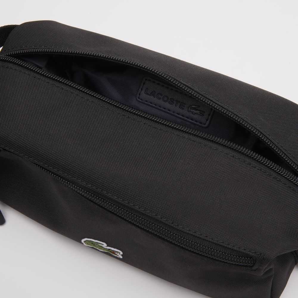 Lacoste Zippered Toiletry Bag Black | FOX-540639