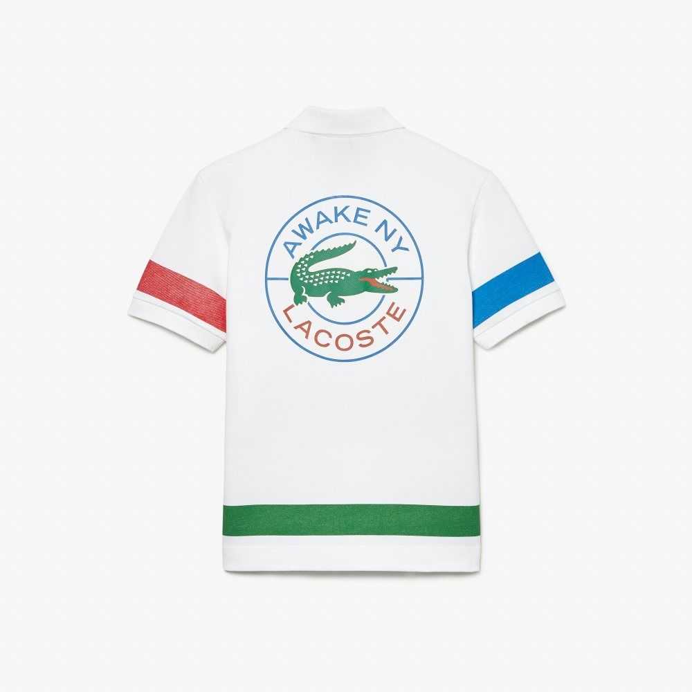 Lacoste x AWAKE NY Color-block Cotton Pique Polo White | SEU-879206