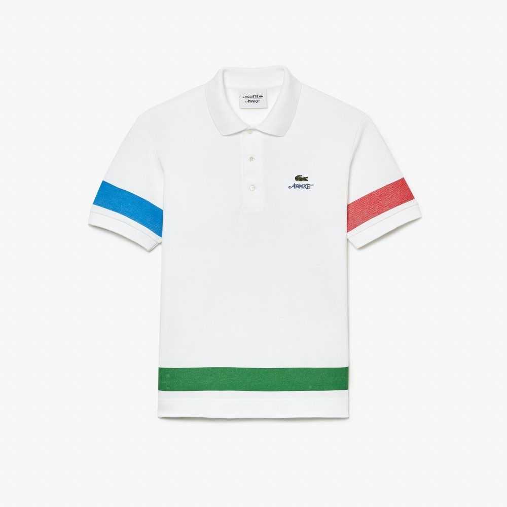 Lacoste x AWAKE NY Color-block Cotton Pique Polo White | SEU-879206