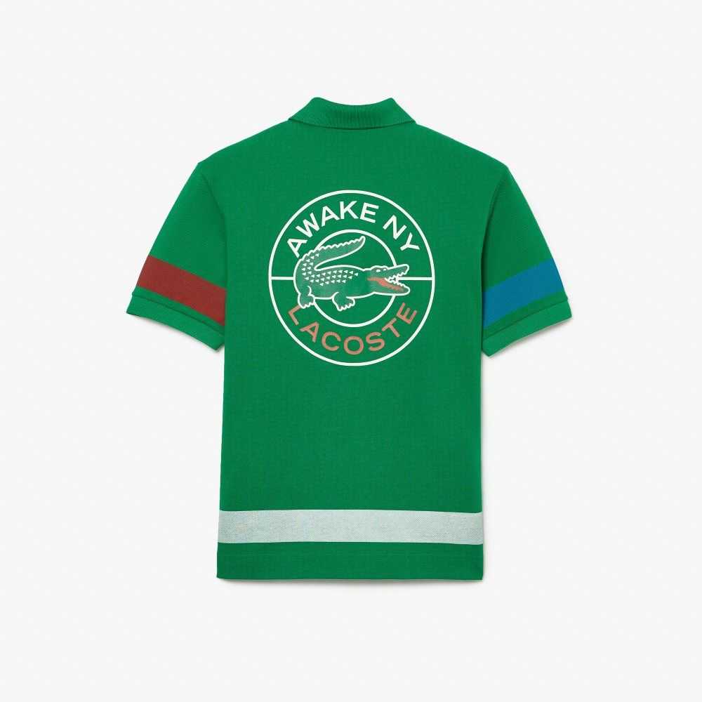 Lacoste x AWAKE NY Color-block Cotton Pique Polo Green | ZQY-701968