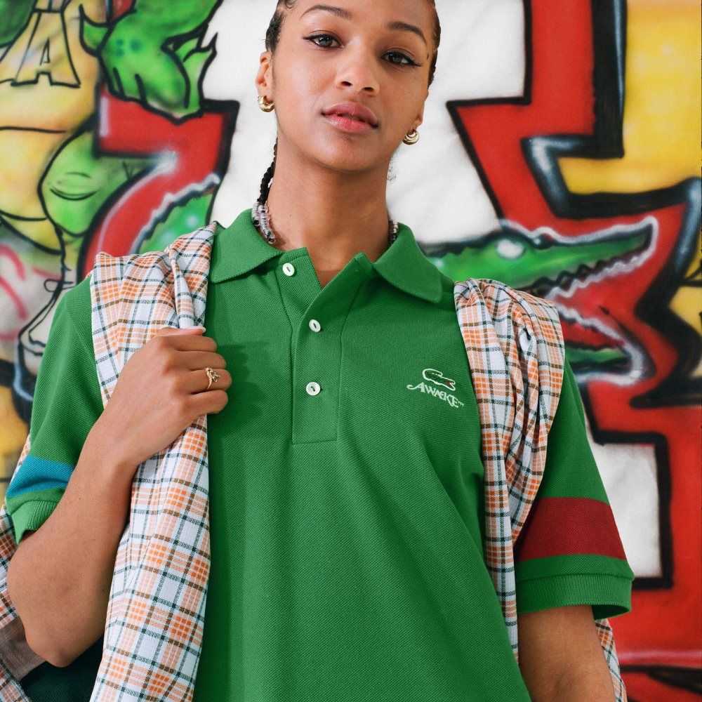 Lacoste x AWAKE NY Color-block Cotton Pique Polo Green | ZQY-701968