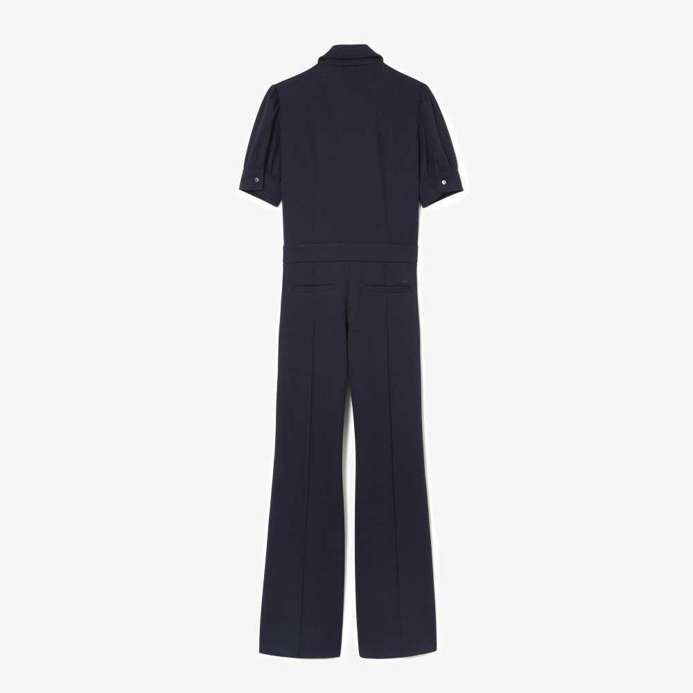 Lacoste x Goop Two-Ply Pique Jumpsuit Navy Blue | OPR-687329