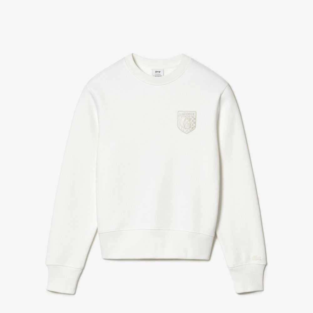 Lacoste x Goop Unbrushed Cotton Fleece Sweatshirt White | ZXK-872043