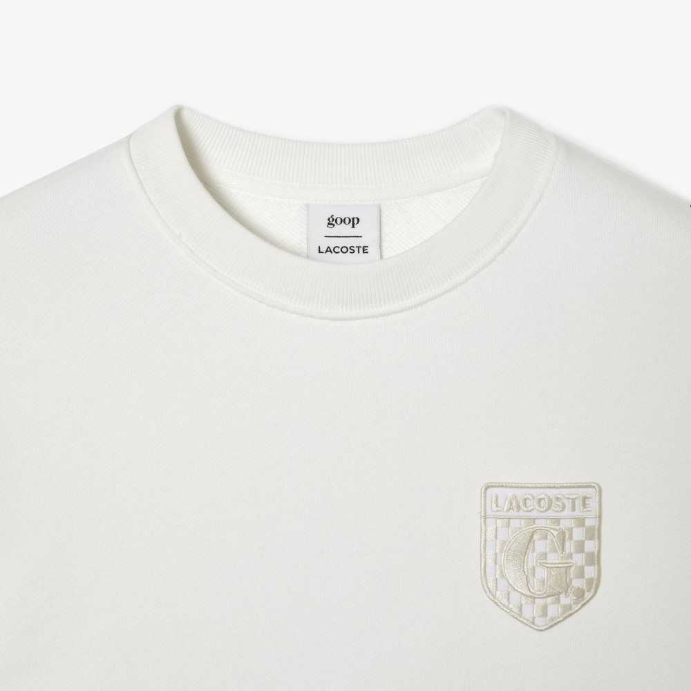 Lacoste x Goop Unbrushed Cotton Fleece Sweatshirt White | ZXK-872043