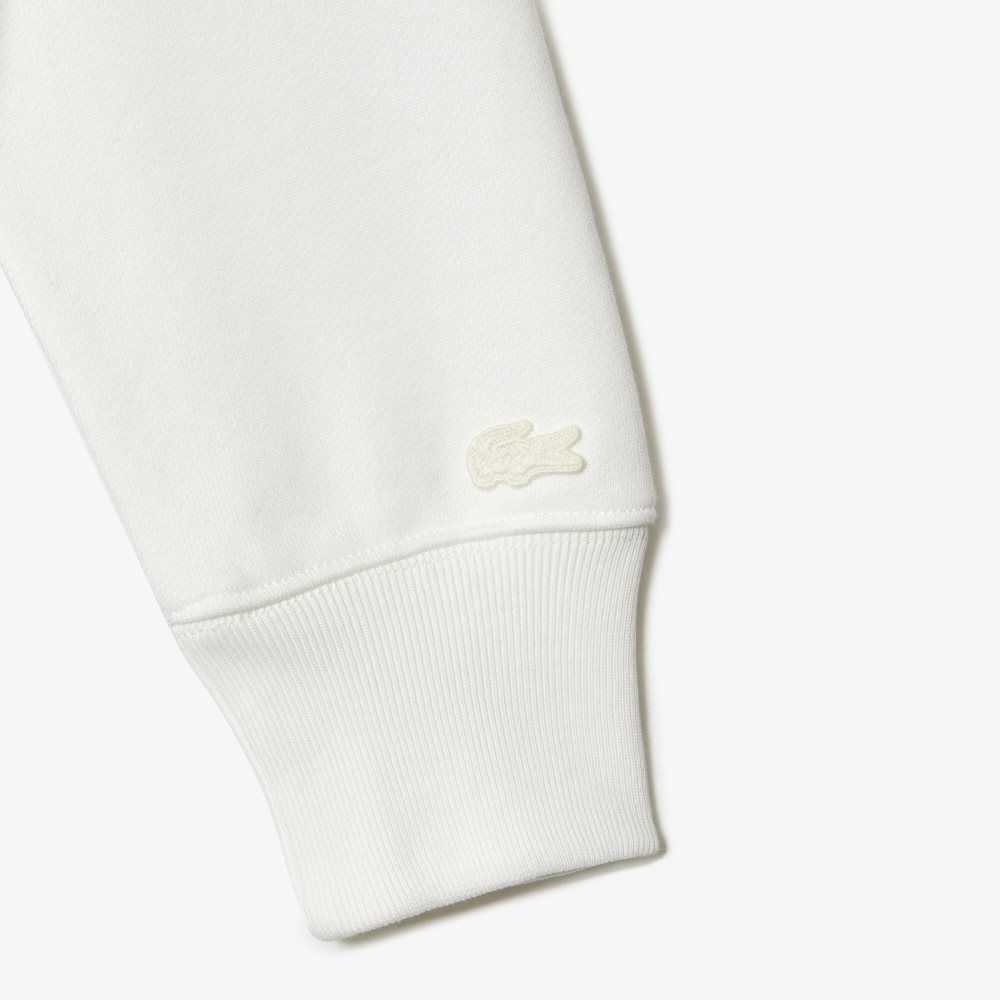 Lacoste x Goop Unbrushed Cotton Fleece Sweatshirt White | ZXK-872043