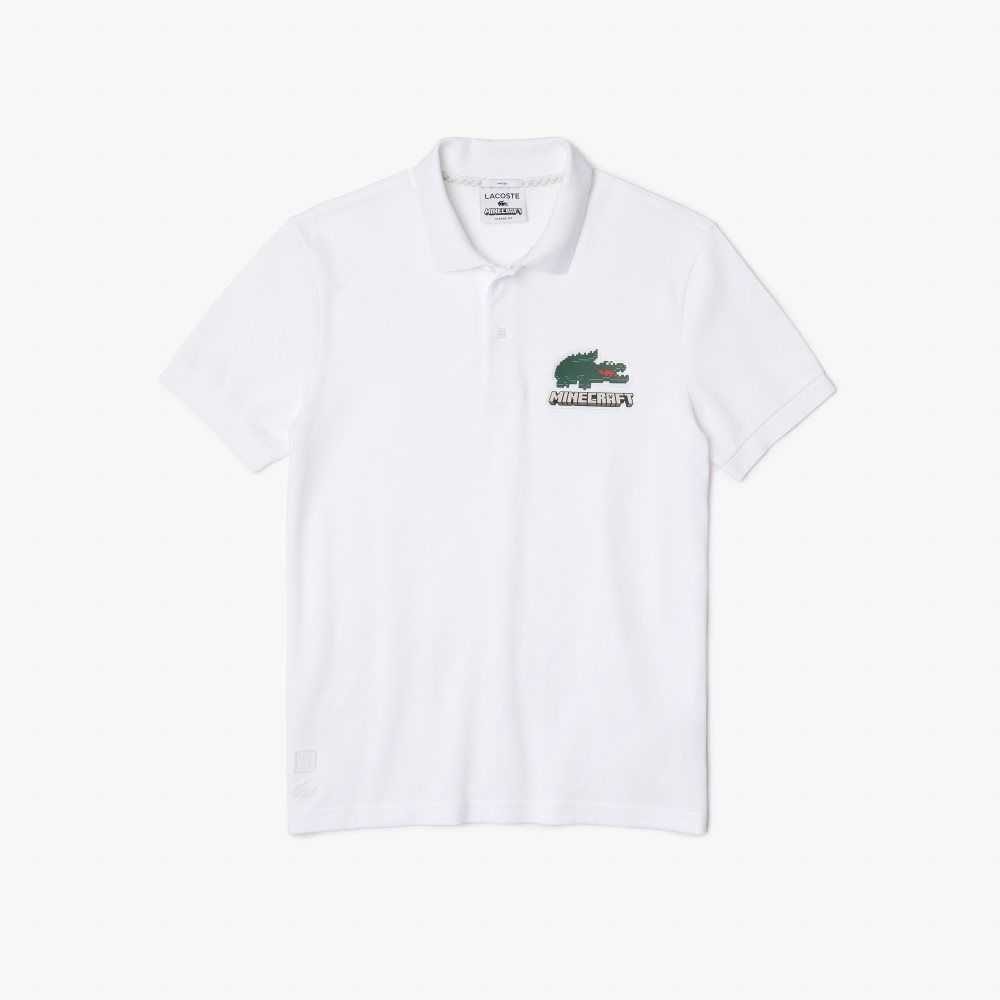 Lacoste x Minecraft Classic Fit Organic Cotton Polo White | JLH-975208