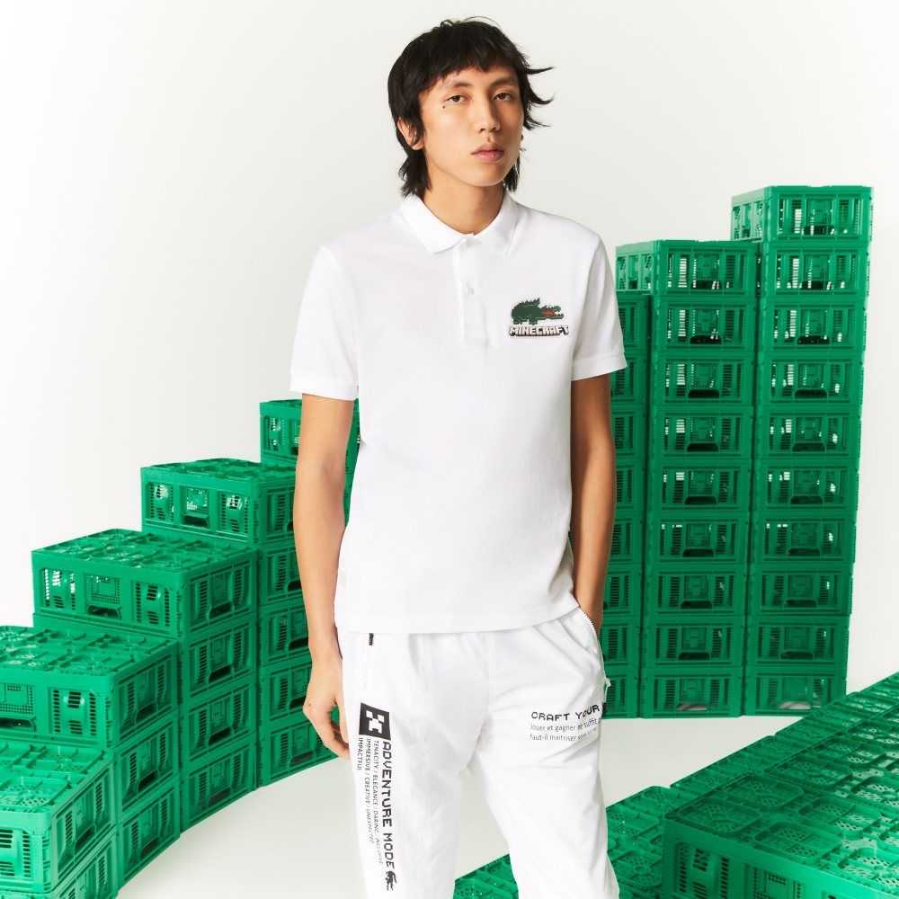 Lacoste x Minecraft Classic Fit Organic Cotton Polo White | JLH-975208