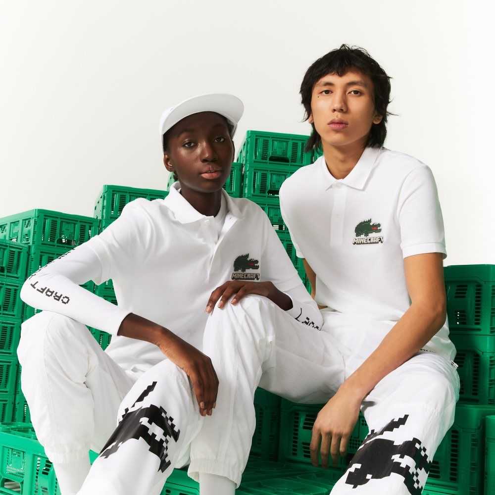 Lacoste x Minecraft Classic Fit Organic Cotton Polo White | JLH-975208