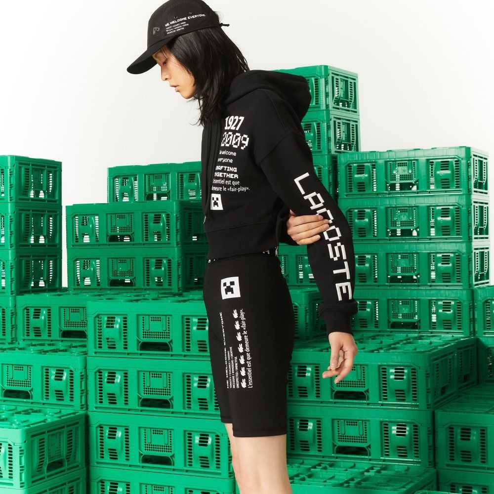 Lacoste x Minecraft Oversized Fleece Hoodie Black | BZK-417632