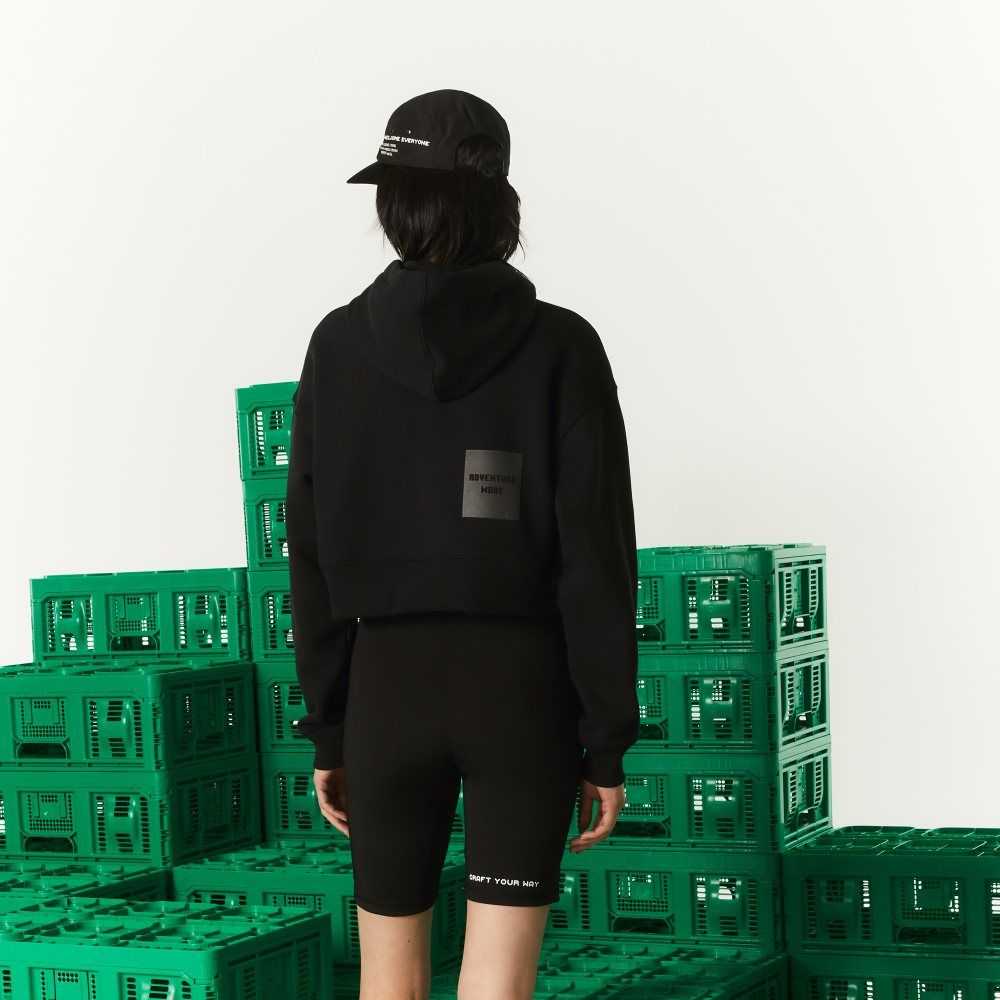 Lacoste x Minecraft Oversized Fleece Hoodie Black | BZK-417632