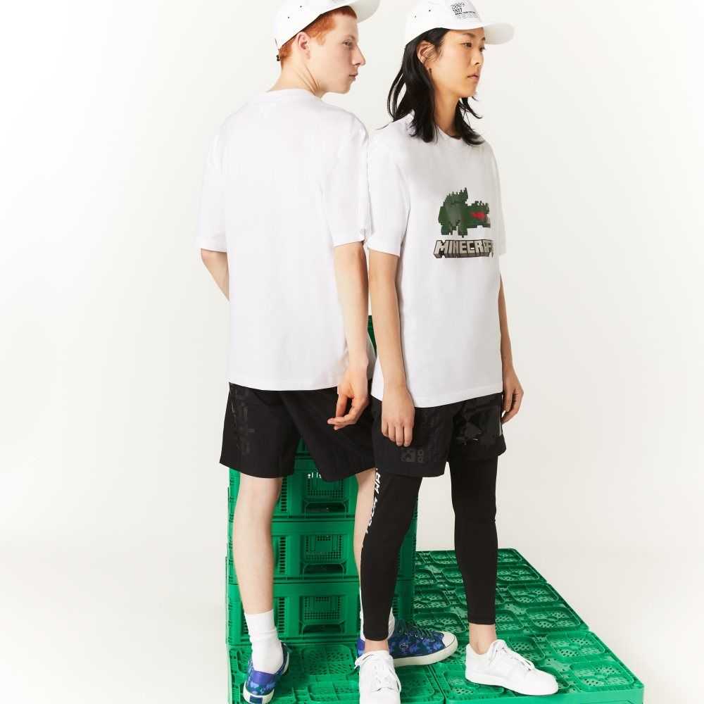 Lacoste x Minecraft Print Organic Cotton T-Shirt White | ITA-607352