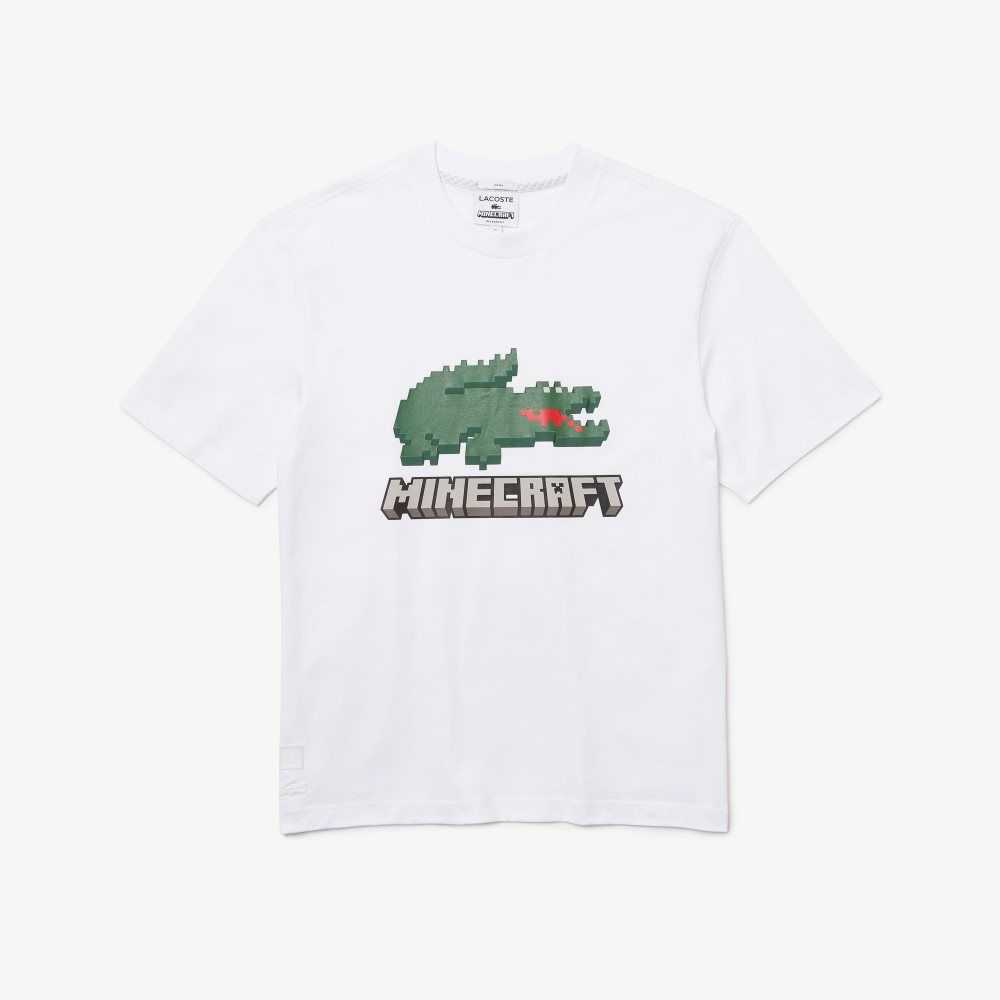 Lacoste x Minecraft Print Organic Cotton T-Shirt White | ITA-607352