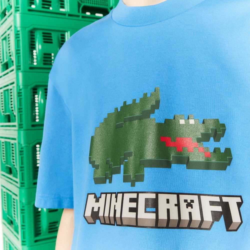 Lacoste x Minecraft Print Organic Cotton T-Shirt Blue | OVG-826014