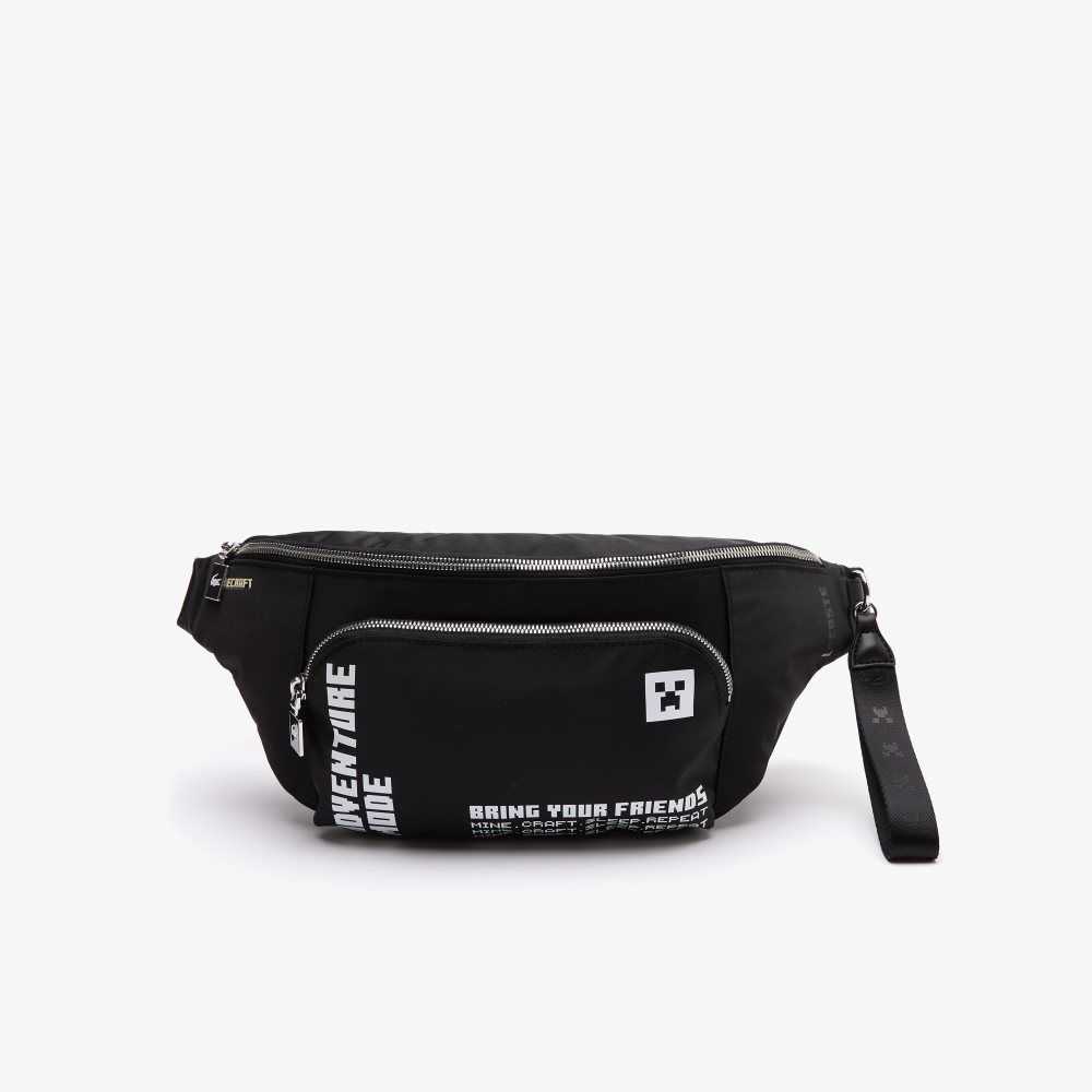 Lacoste x Minecraft Zippered Lightweight Nylon Waist Bag Minecraft Noir Blanc | XSW-439128