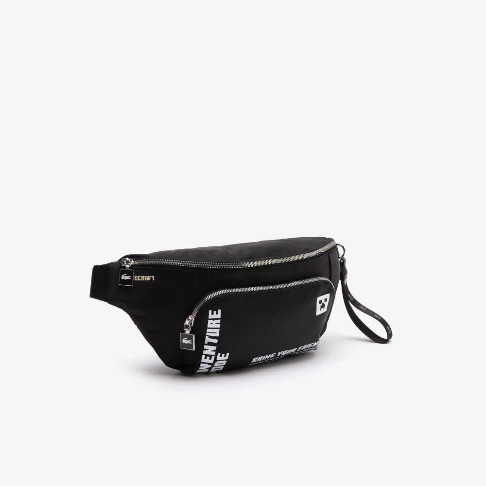 Lacoste x Minecraft Zippered Lightweight Nylon Waist Bag Minecraft Noir Blanc | XSW-439128