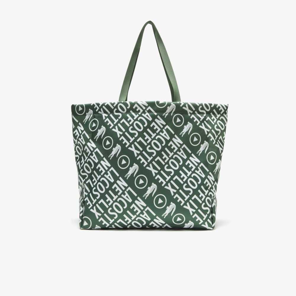 Lacoste x Netflix Contrast Print Tote - Large Vert 132 Blanc | GIQ-762514