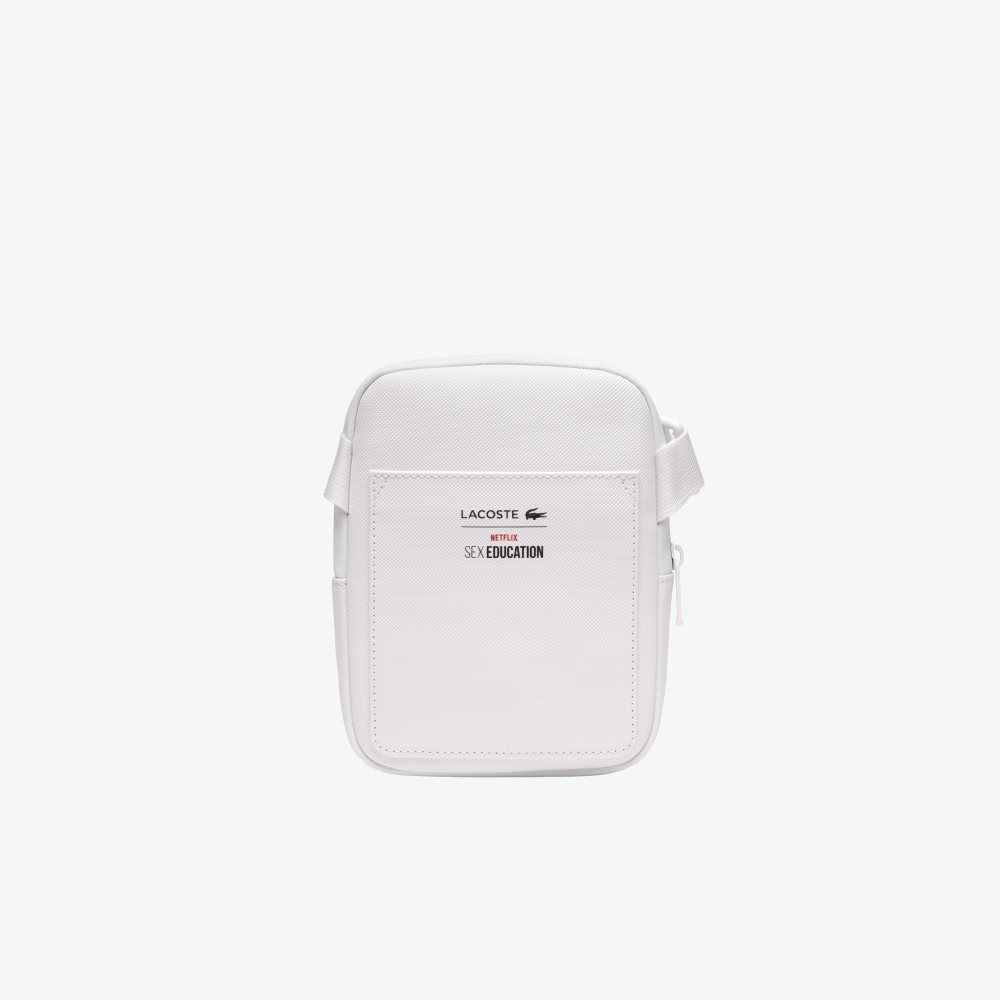 Lacoste x Netflix Croc Print Shoulder Bag - Small Blc Croco Sex Education | MIP-089534