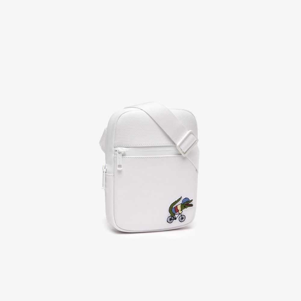 Lacoste x Netflix Croc Print Shoulder Bag - Small Blc Croco Sex Education | MIP-089534