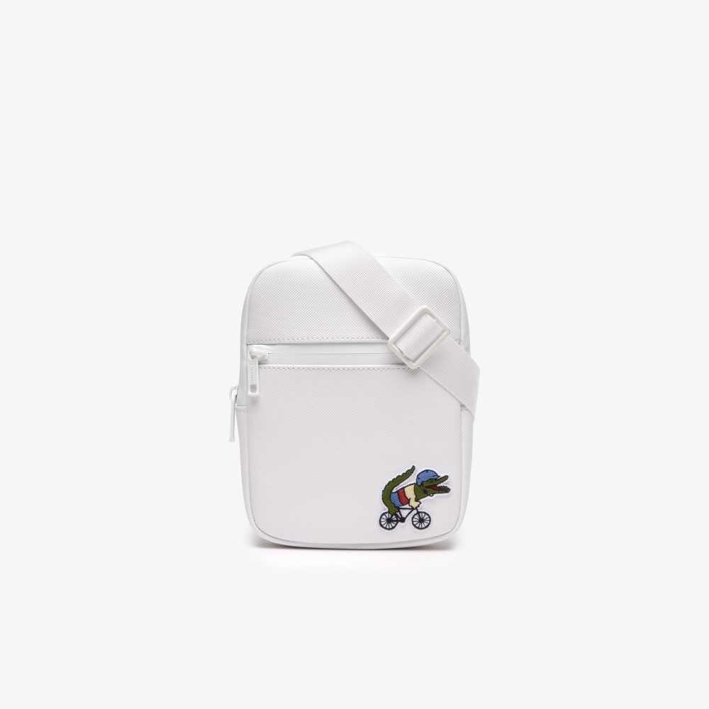 Lacoste x Netflix Croc Print Shoulder Bag - Small Blc Croco Sex Education | MIP-089534