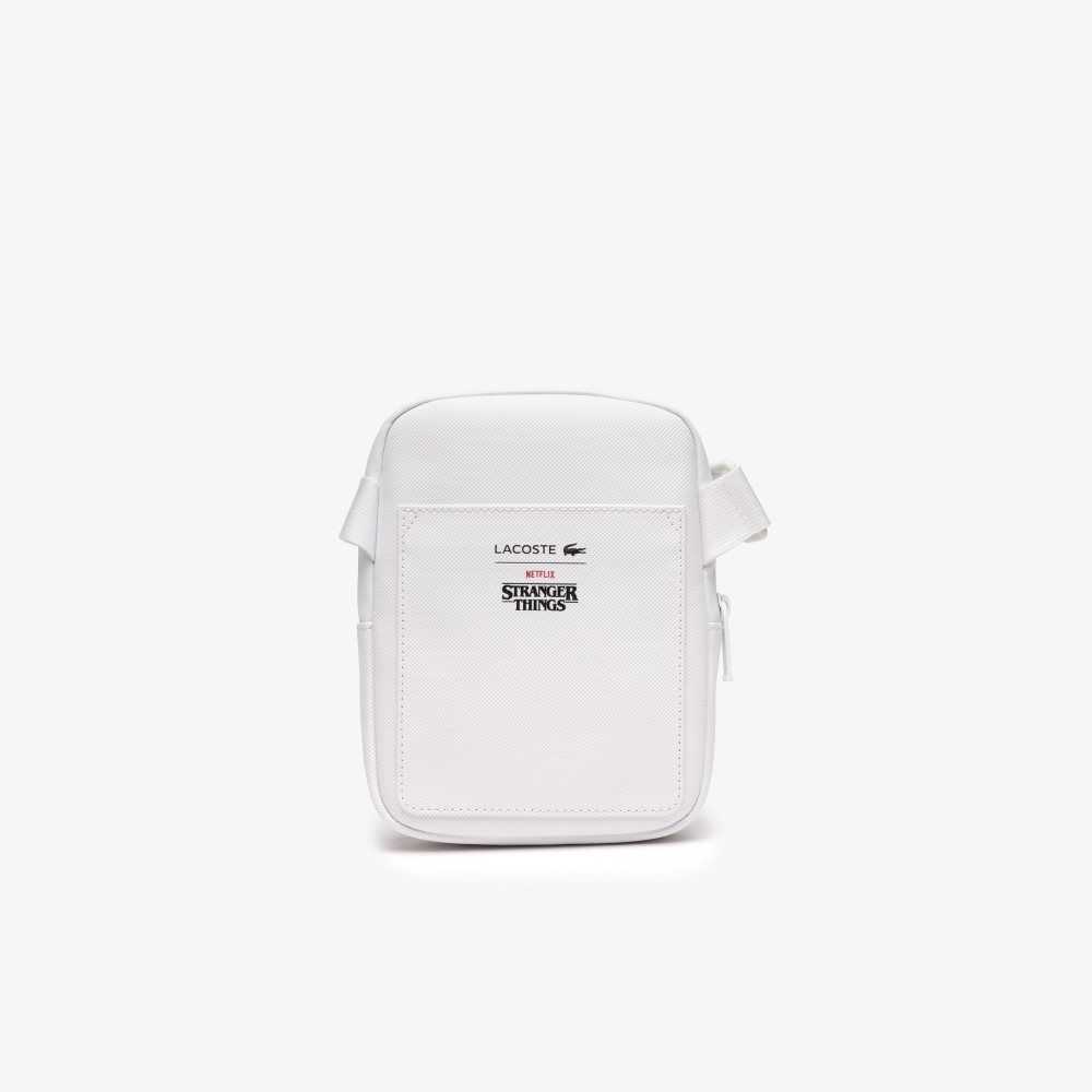 Lacoste x Netflix Croc Print Shoulder Bag - Small Blc Croco Stranger Things | SHG-287145