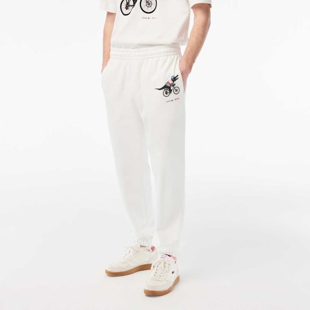 Lacoste x Netflix Croc Print Track Pants White | MVE-182740