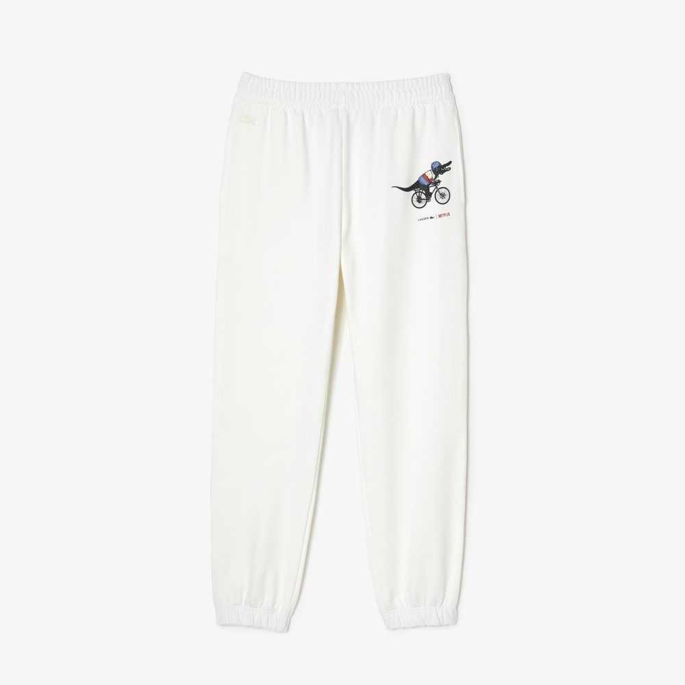 Lacoste x Netflix Croc Print Track Pants White | MVE-182740