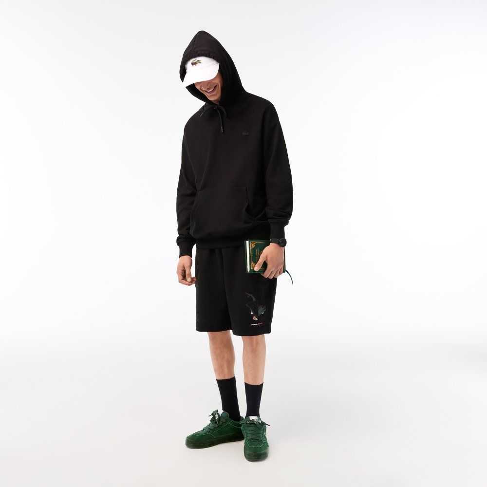 Lacoste x Netflix Loose Fit Hoodie Black | FTB-405132