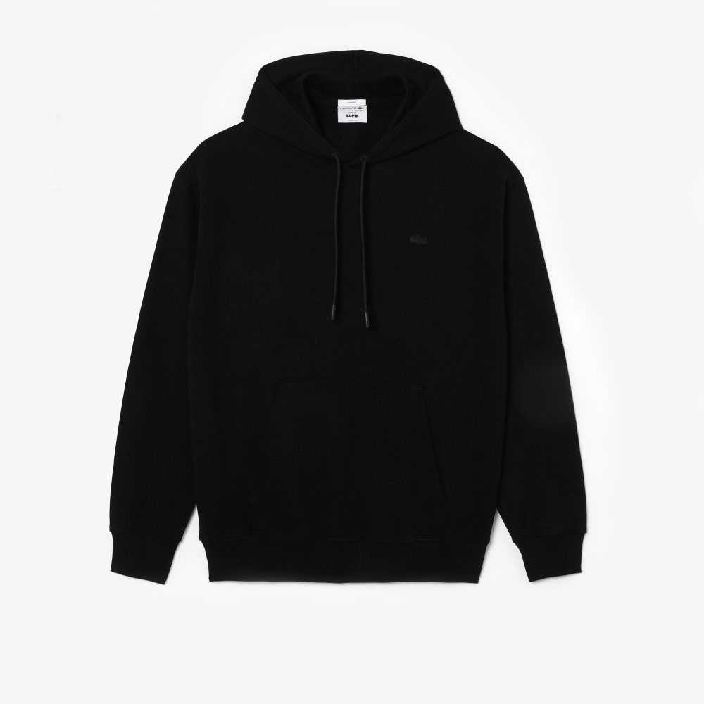 Lacoste x Netflix Loose Fit Hoodie Black | FTB-405132