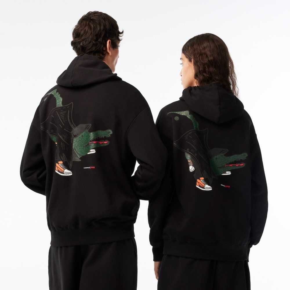 Lacoste x Netflix Loose Fit Hoodie Black | FTB-405132