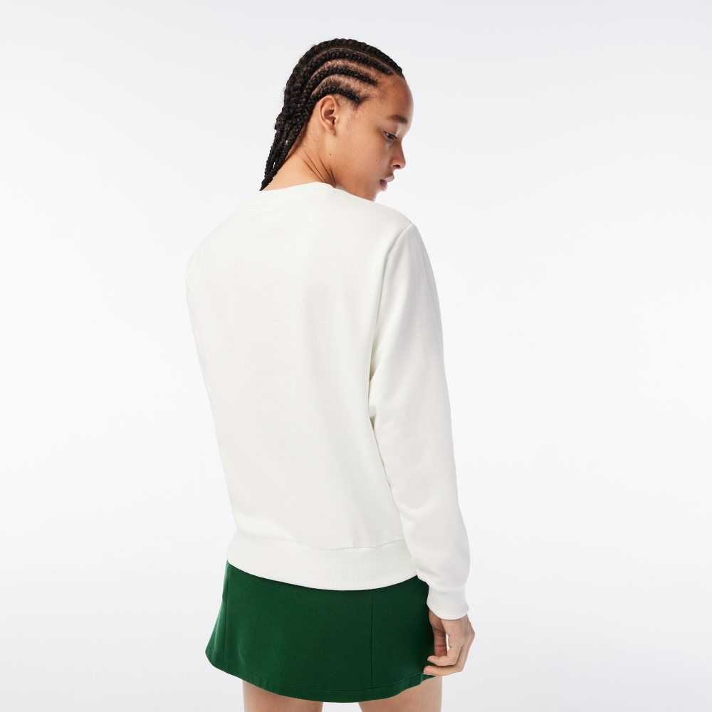 Lacoste x Netflix Loose Fit Organic Cotton Fleece Sweatshirt White | KTW-132604