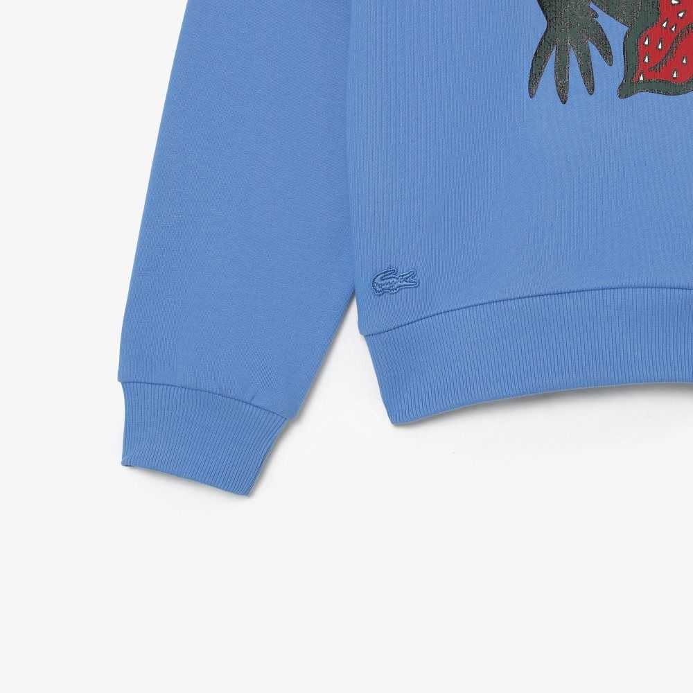 Lacoste x Netflix Loose Fit Organic Cotton Fleece Sweatshirt Blue | ZGR-143957