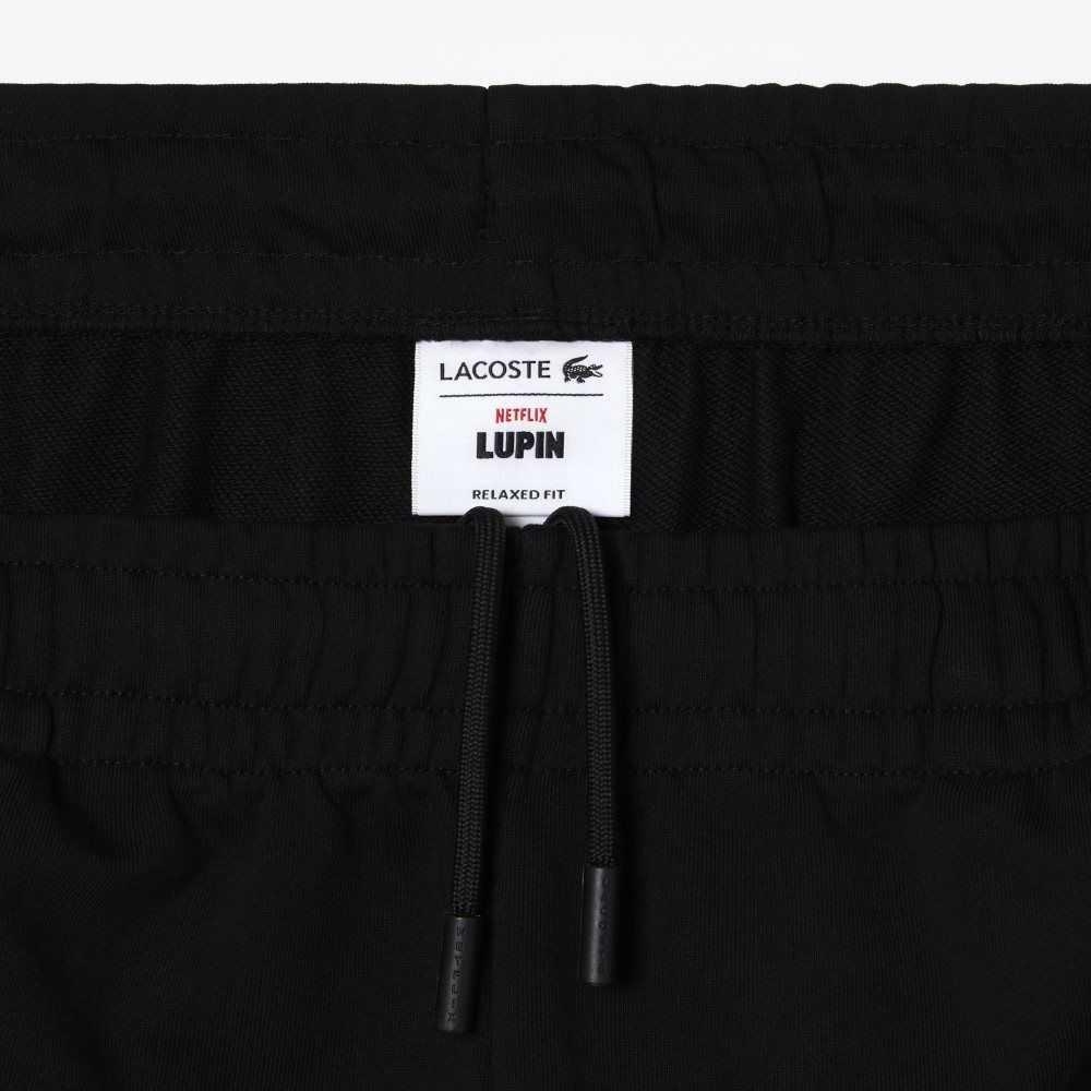 Lacoste x Netflix Organic Cotton Fleece Shorts Black | QYX-842159