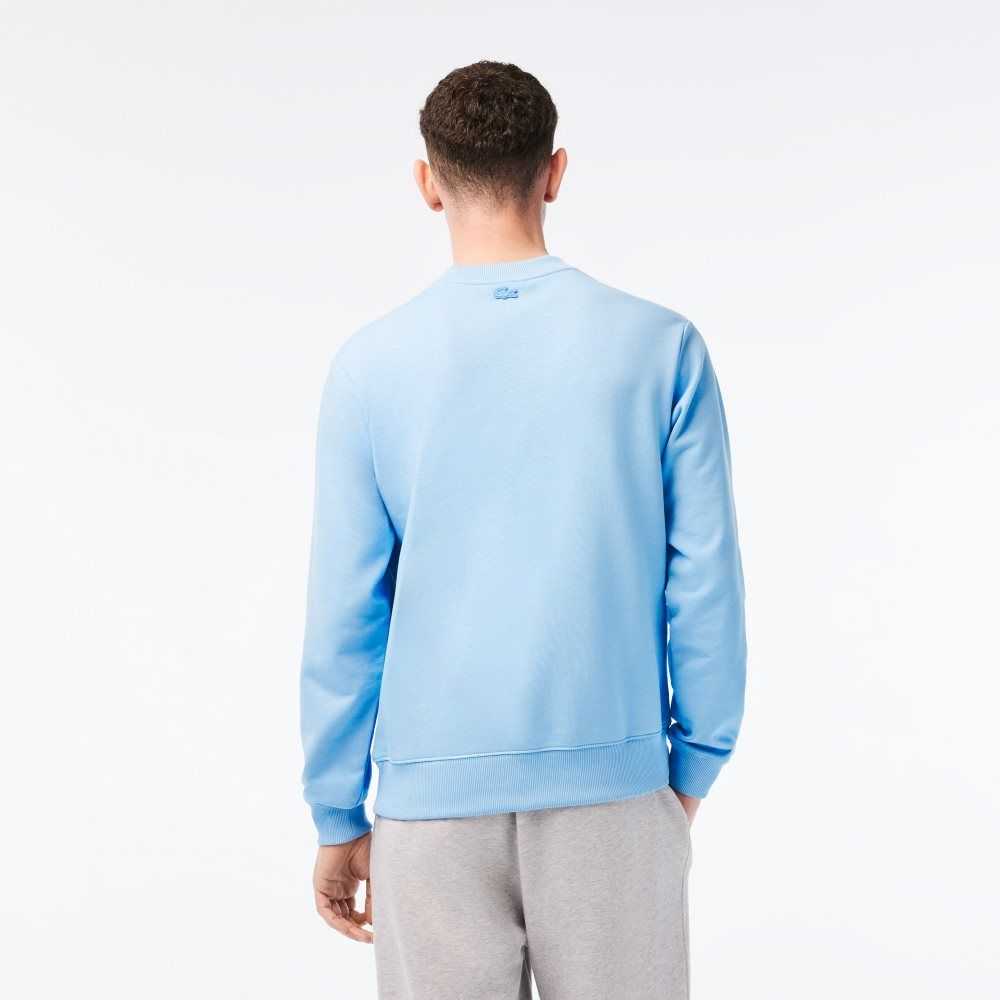 Lacoste x Netflix Organic Cotton Fleece Print Sweatshirt Blue | SIA-639841