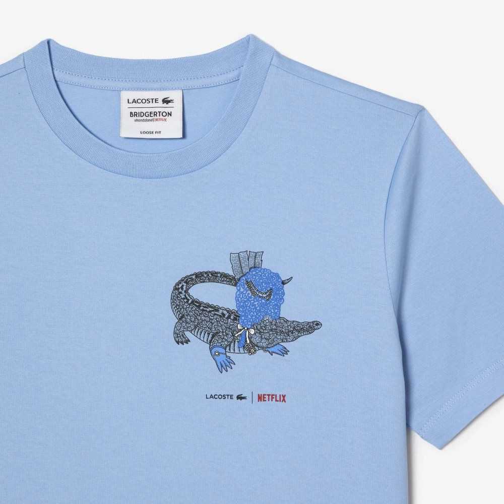 Lacoste x Netflix Organic Cotton Jersey T-Shirt Blue | JXP-195780