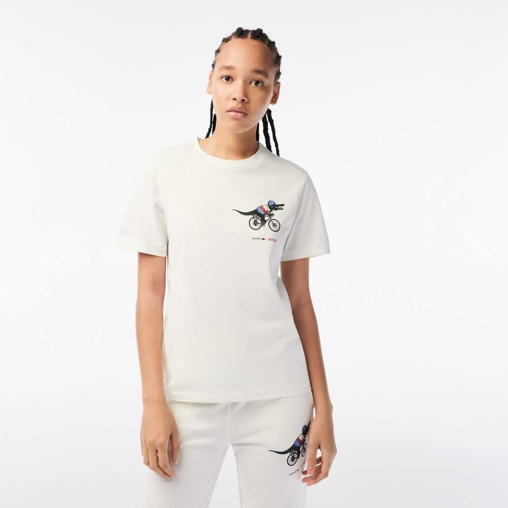 Lacoste x Netflix Organic Cotton Jersey T-Shirt White | UDC-564387