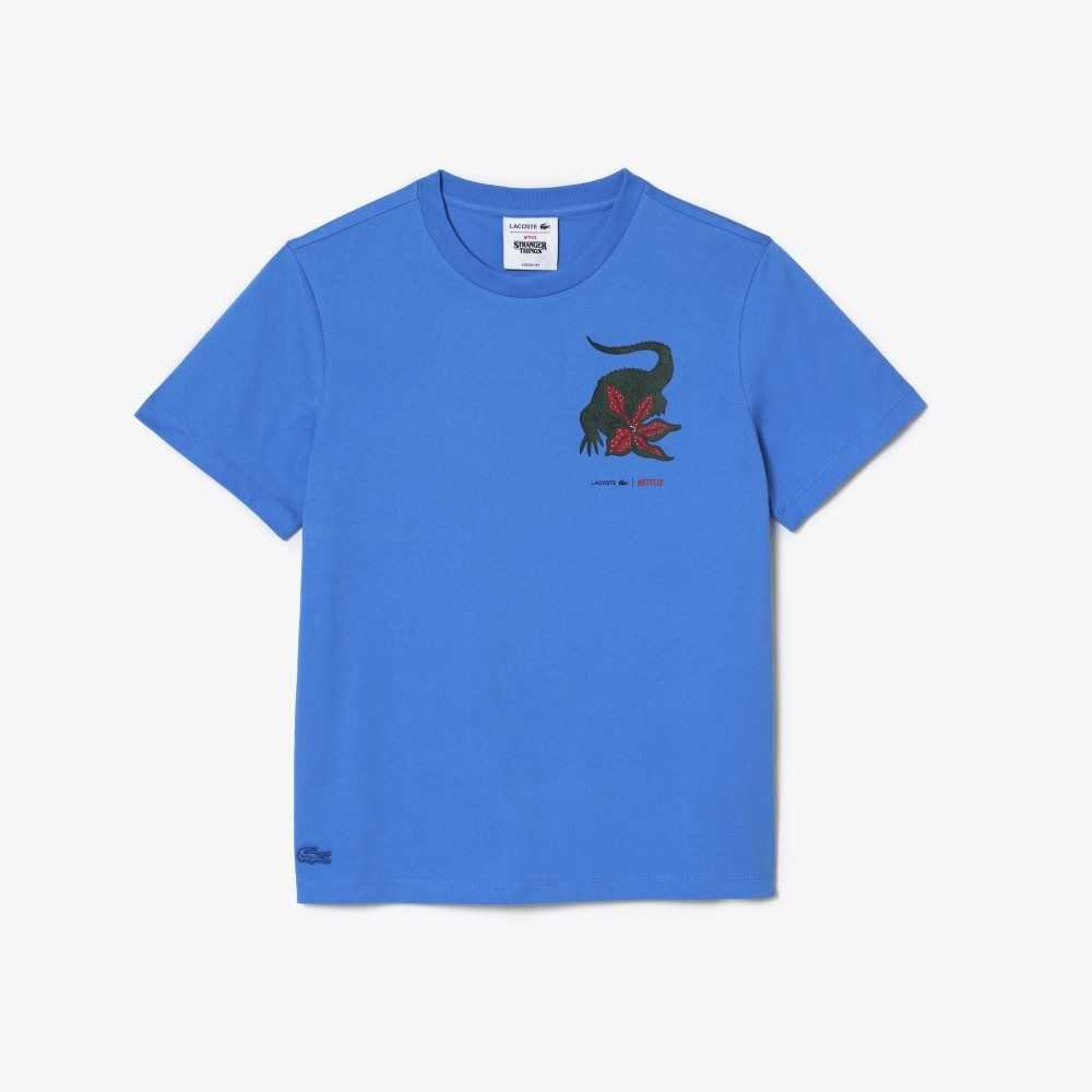 Lacoste x Netflix Organic Cotton Jersey T-Shirt Blue | ZYH-163950