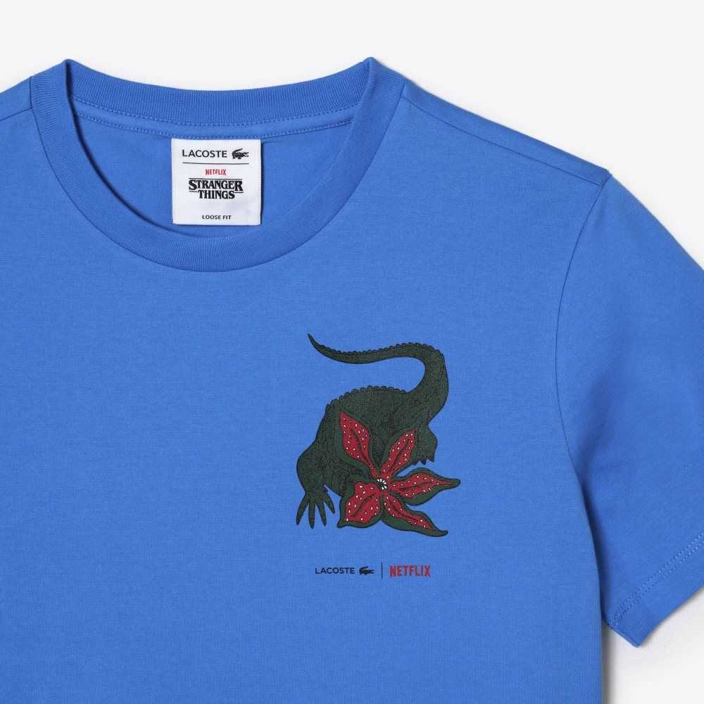 Lacoste x Netflix Organic Cotton Jersey T-Shirt Blue | ZYH-163950