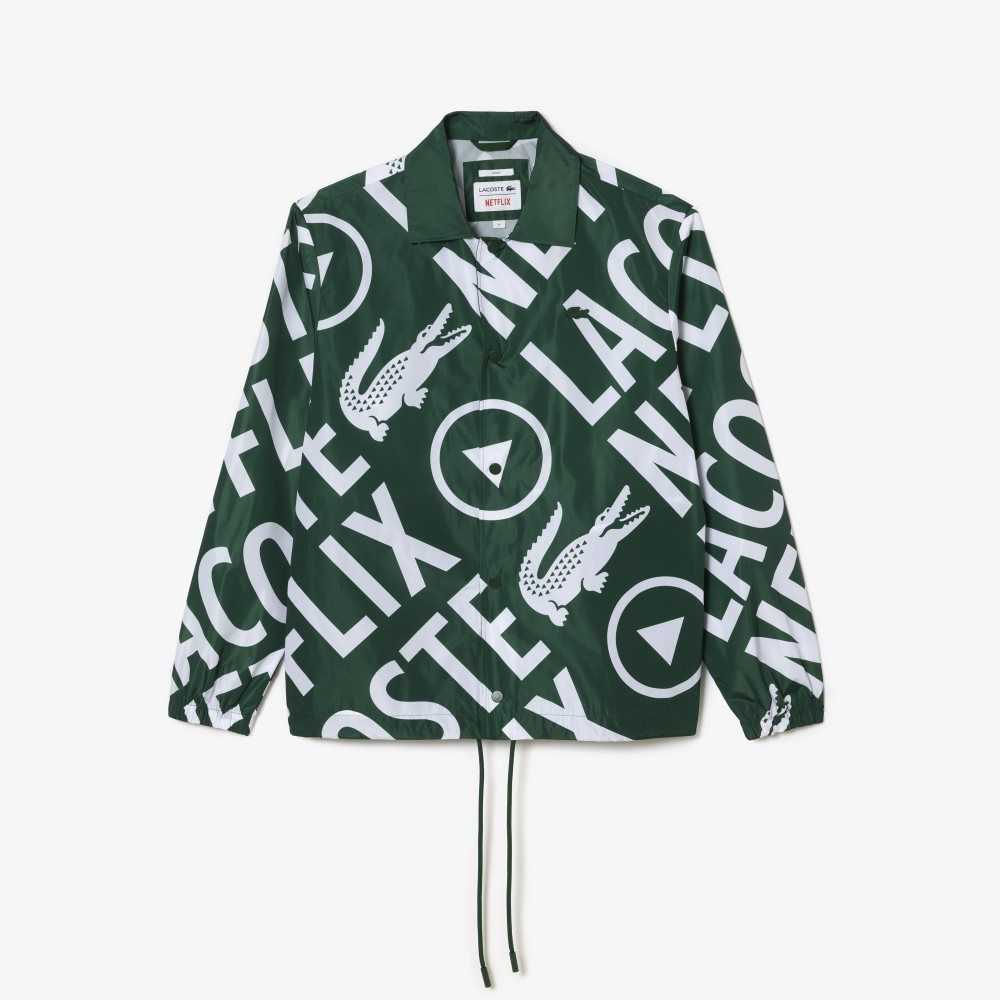 Lacoste x Netflix Printed Polo Jacket Green / White | FZK-185239