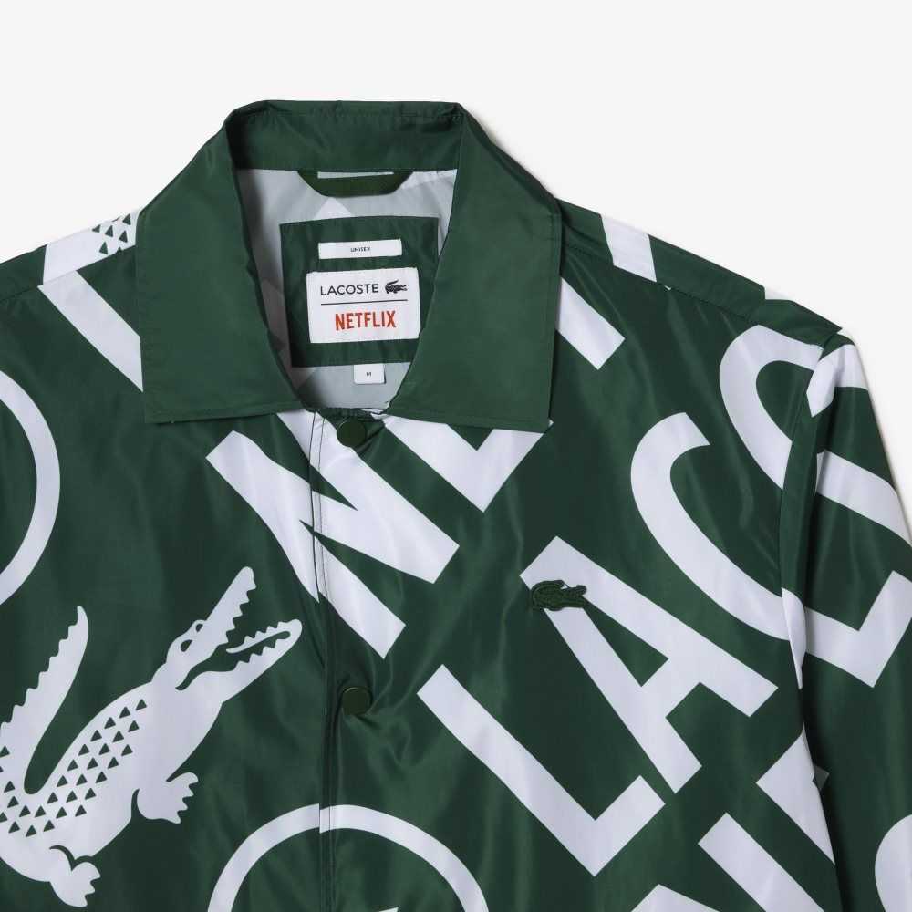 Lacoste x Netflix Printed Polo Jacket Green / White | FZK-185239