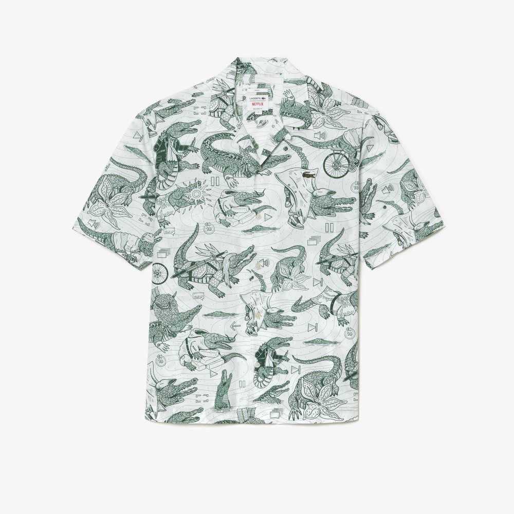 Lacoste x Netflix Short Sleeve Printed Shirt Multicolor | IHS-574369