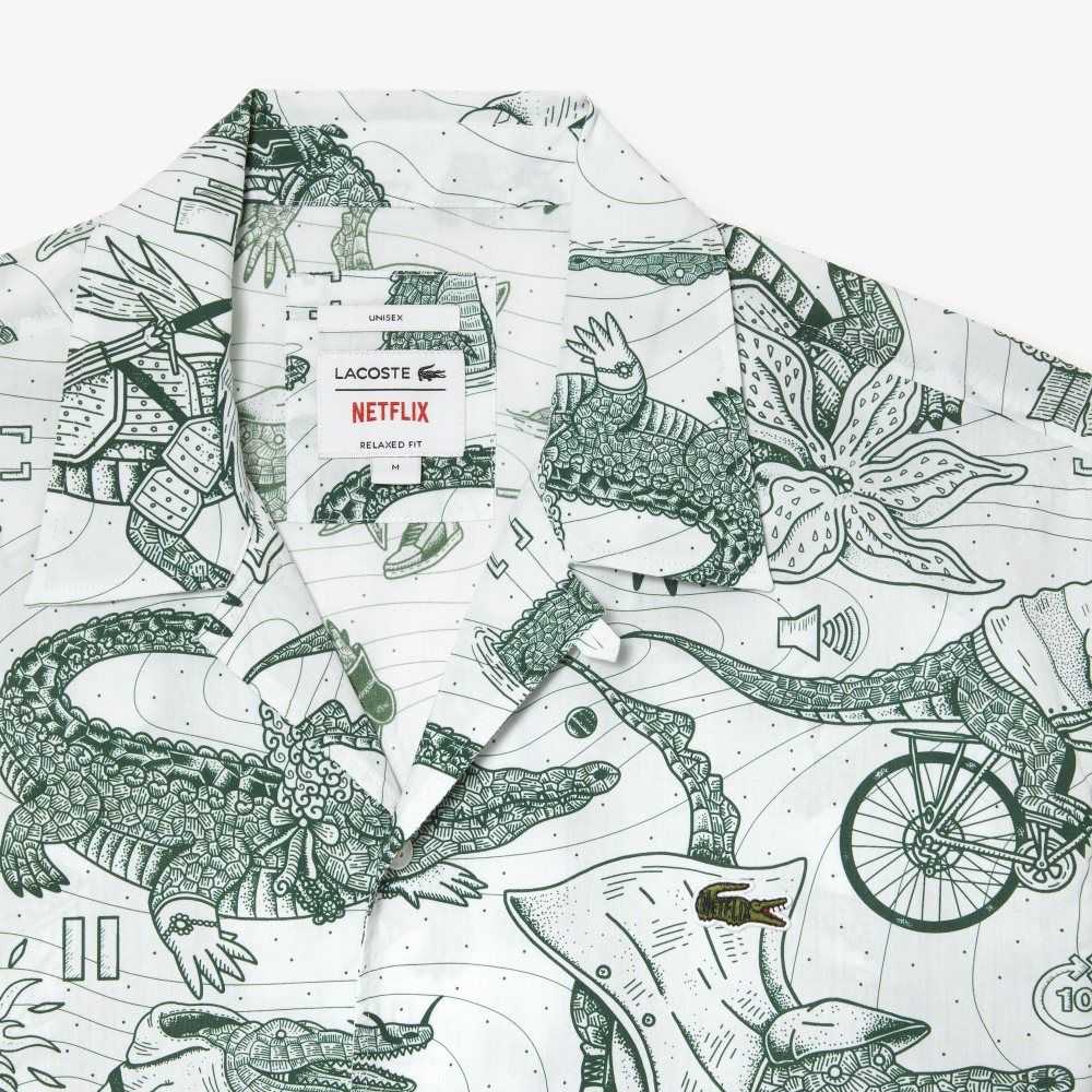 Lacoste x Netflix Short Sleeve Printed Shirt Multicolor | IHS-574369