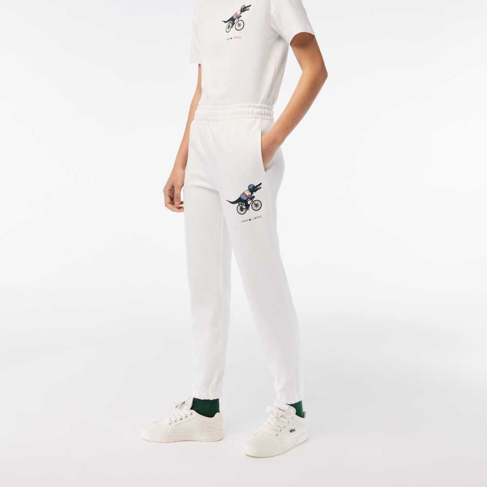 Lacoste x Netflix Super Soft Track Pants White | WVD-205471