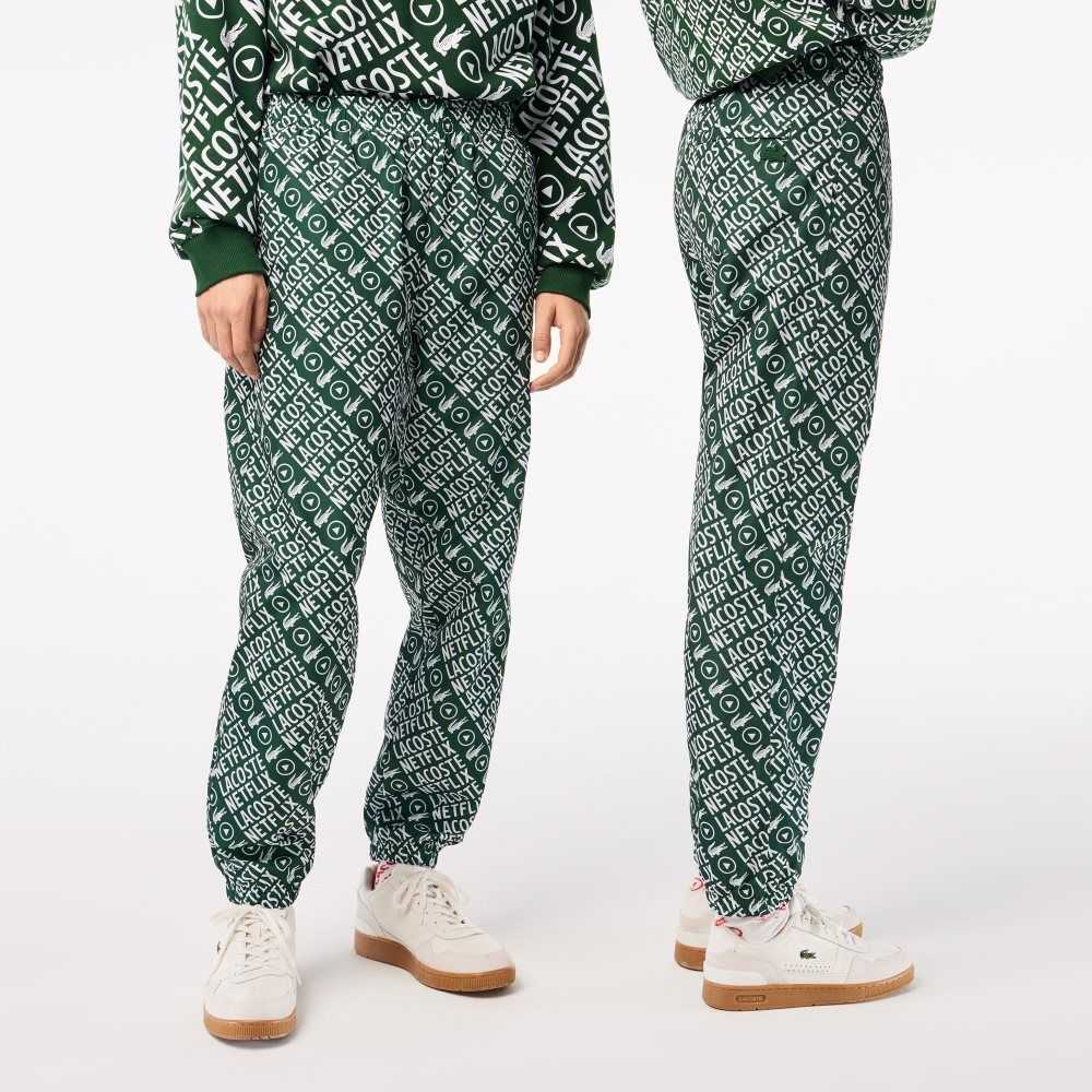 Lacoste x Netflix Waterproof Track Pants Green / White | DBX-649352