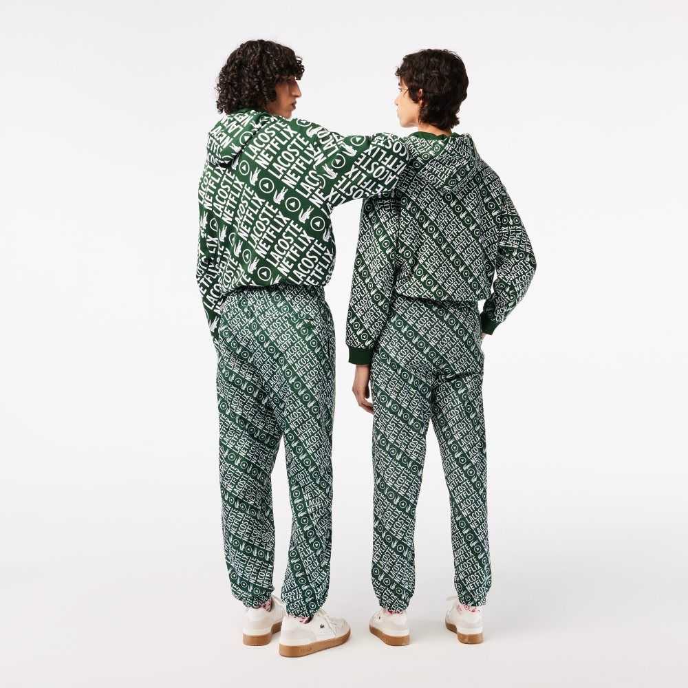 Lacoste x Netflix Waterproof Track Pants Green / White | DBX-649352