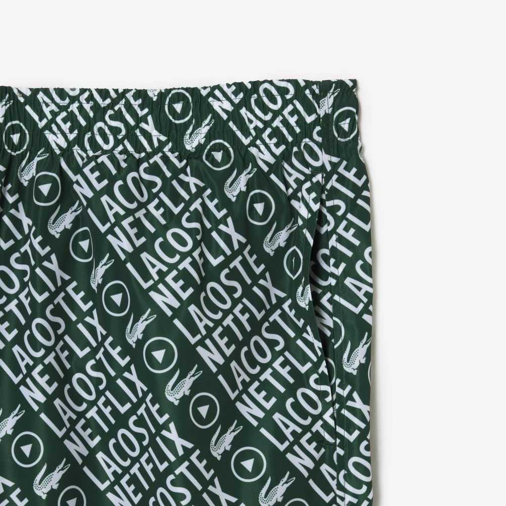 Lacoste x Netflix Waterproof Track Pants Green / White | DBX-649352