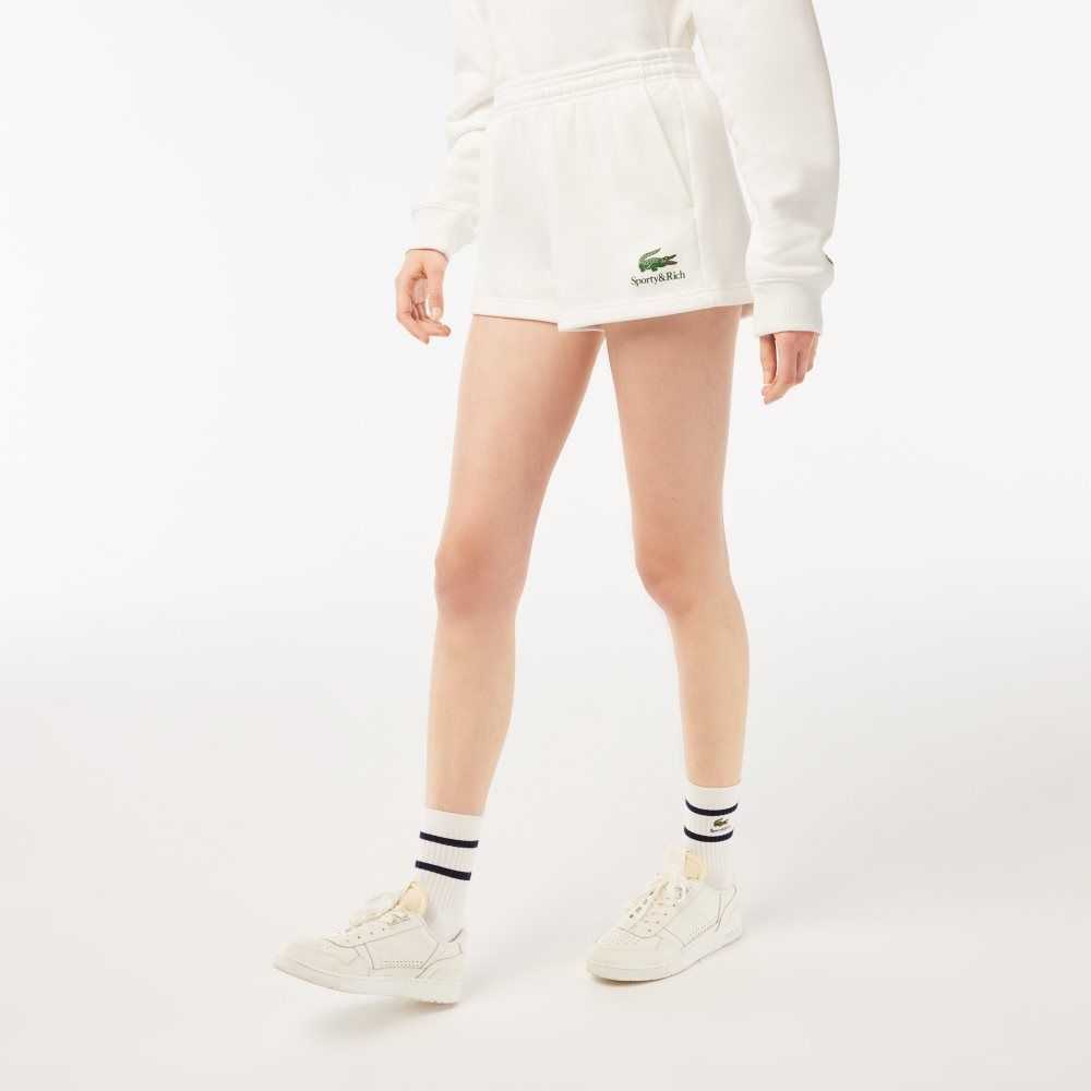 Lacoste x Sporty & Rich Fleece Shorts White | DYU-567243